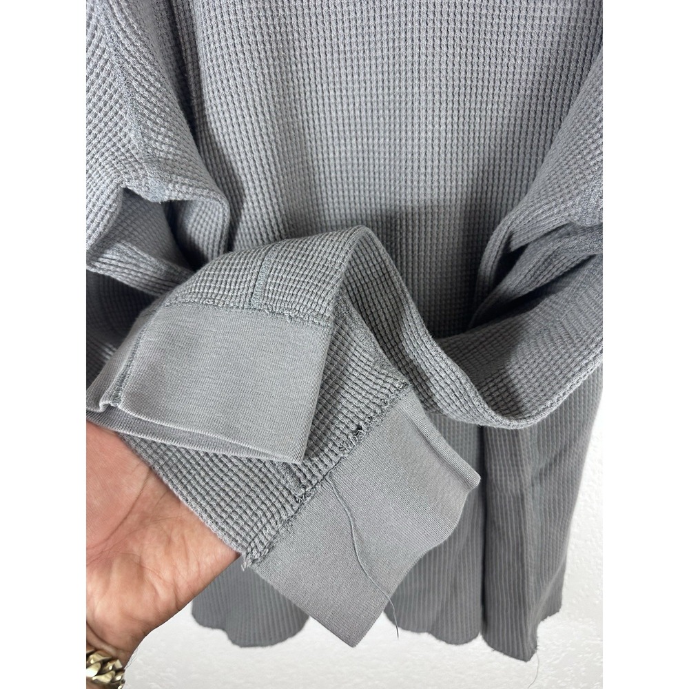 Lucky Brand Vintage Inspired XL Gray Thermal Waffle Knit Distressed - Picture 7 of 9